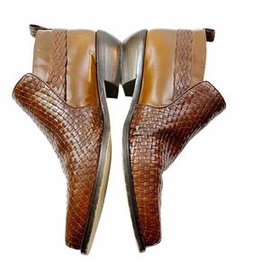 Vintage 90s Western Woven Leather Brown Booties 9M